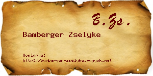 Bamberger Zselyke névjegykártya